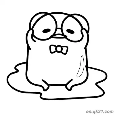 Free printable Gudetama Wearing Big Glasses and Bow Tie as Gentleman in Egg White Coloring Page coloring page