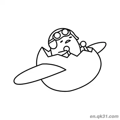 Free printable Gudetama with Pilot Goggles Flying Eggshell Plane Coloring Page coloring page