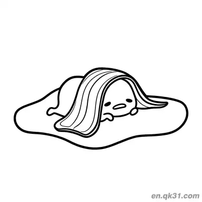 Free printable Gudetama Wrapped in Bacon Lazy Resting in Egg White Coloring Page coloring page