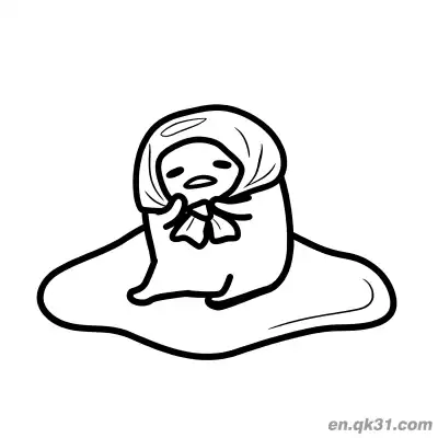 Free printable Gudetama Wrapped in Cloth with Bow Coloring Page coloring page