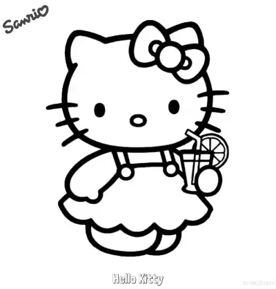 Free printable Hello Kitty with Orange Juice Coloring Page coloring page