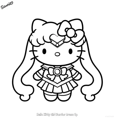 Free printable Hello Kitty Sailor Moon Costume Coloring Page coloring page