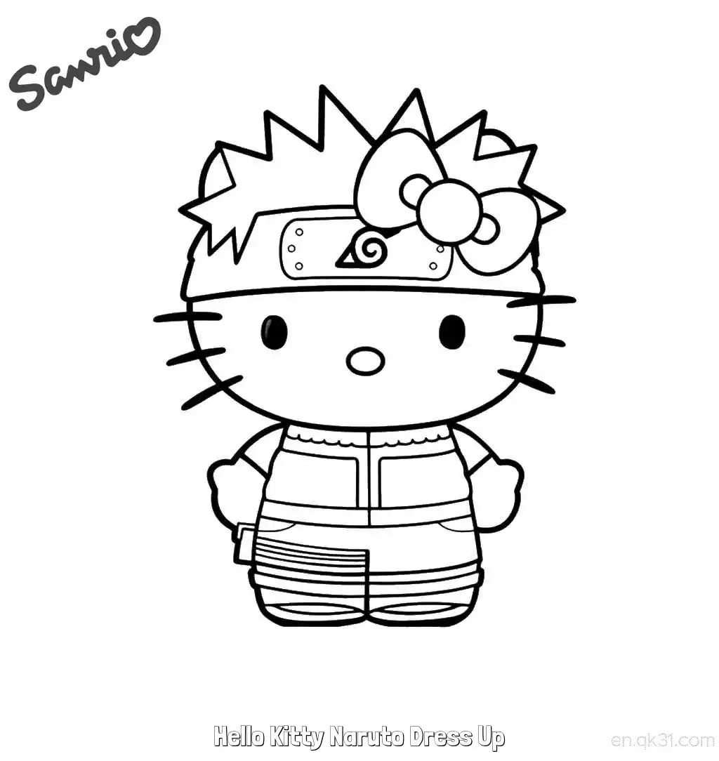 Hello Kitty Naruto Costume Coloring Page – Free Printable Coloring Page for Kids and Adults