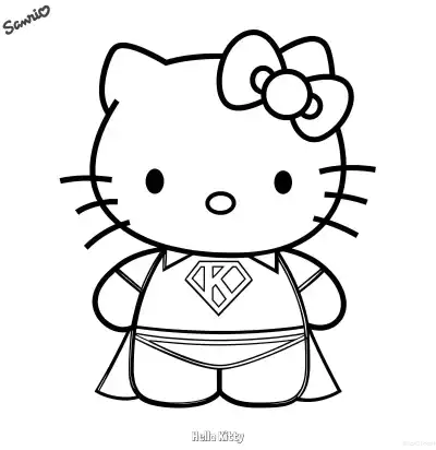 Free printable Hello Kitty Superman Costume Coloring Page coloring page