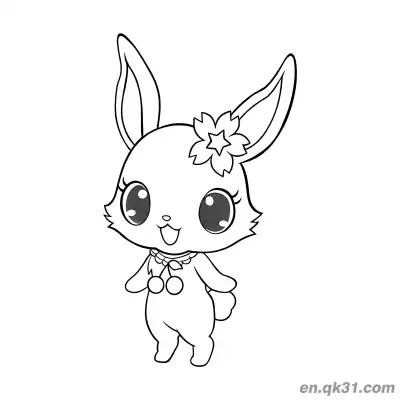 Free printable Jewelpet Bunny with Cherry Blossom Hair Accessory and Cherry Necklace Coloring Page coloring page