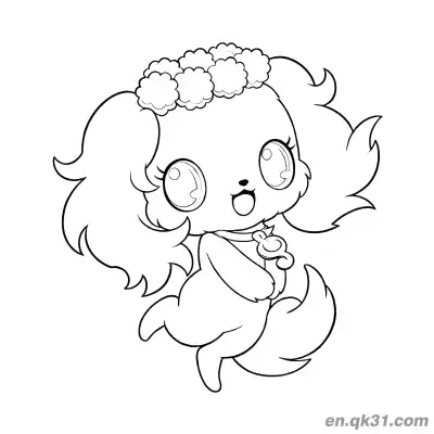 Free printable Jewelpet Puppy Jumping Happily with Flower Crown Coloring Page coloring page