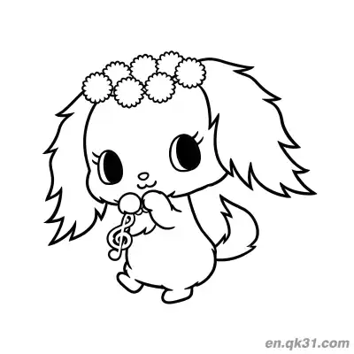 Free printable Jewelpet Puppy with Flower Crown Holding Music Note Prop Coloring Page coloring page