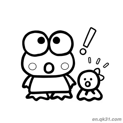 Free printable Keroppi and Doll Surprised with Exclamation Mark Coloring Page coloring page