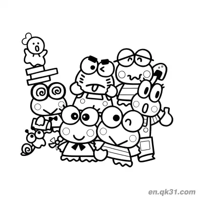 Free printable Keroppi and Friends Group Photo Coloring Page coloring page