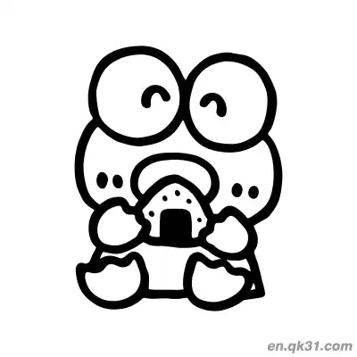 Free printable Keroppi Eating Sesame Treat Happily Coloring Page coloring page