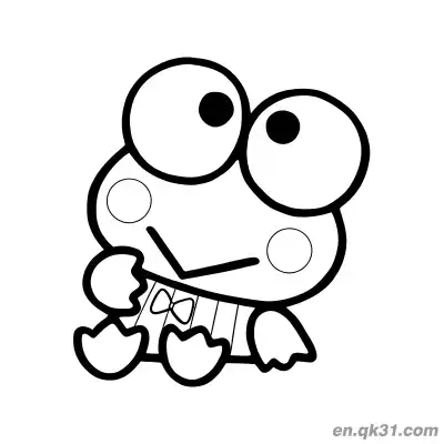 Free printable Keroppi Eating Snack in Striped Dress Coloring Page coloring page