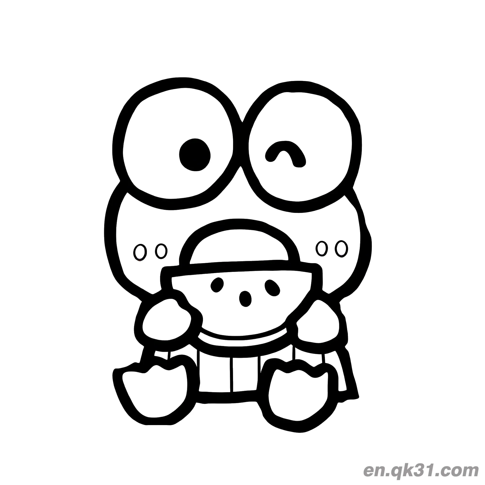 Keroppi Eating Watermelon and Winking Coloring Page – Free Printable Coloring Page for Kids and Adults