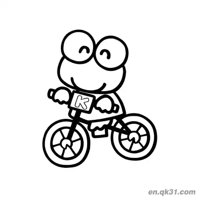 Free printable Keroppi Riding Bicycle with K Logo Coloring Page coloring page