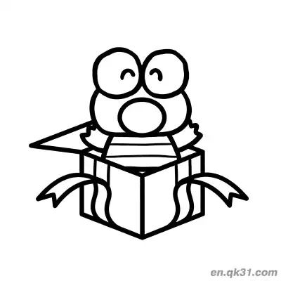 Free printable Keroppi Surprised Emerging from Gift Box Coloring Page coloring page