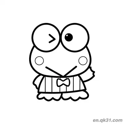 Free printable Keroppi with Arrow in Eye Waving in Striped Dress Coloring Page coloring page