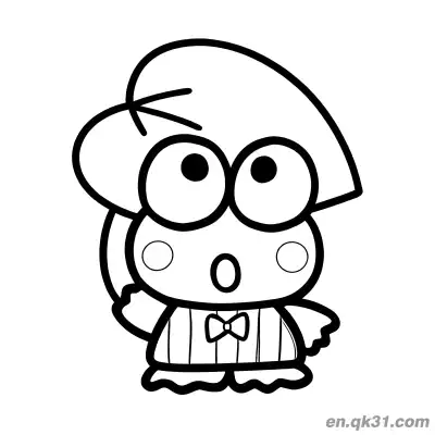 Free printable Keroppi with Beret and Bow Tie Surprised Coloring Page coloring page