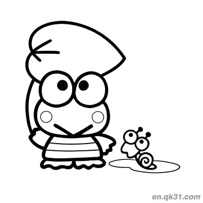 Free printable Keroppi with Beret Meeting Snail Coloring Page coloring page