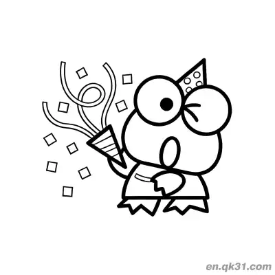 Free printable Keroppi with Party Hat Popping Confetti Coloring Page coloring page