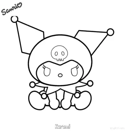 Free printable Kuromi Sitting Quietly Coloring Page coloring page