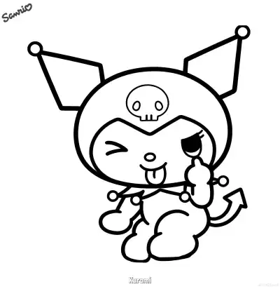 Free printable Kuromi Playful Wink Coloring Page coloring page