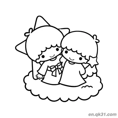 Free printable Little Twin Stars on Cloud with Lala Holding Star Coloring Page coloring page