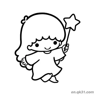 Free printable Little Twin Stars Lala Dancing with Star Wand Coloring Page coloring page