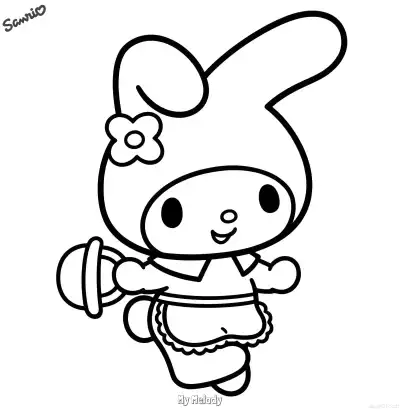 Free printable Free Printable My Melody Chef with Apron Coloring Page for Kids coloring page