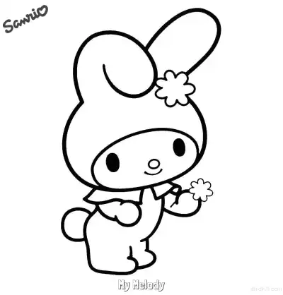 Free printable My Melody Holding a Flower Coloring Page - Fresh Easy Kids Art coloring page