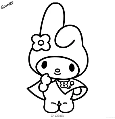 Free printable Printable My Melody with Cape Coloring Page - Elegant Kawaii Sheet coloring page