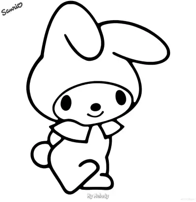 Free printable Simple My Melody Outline Coloring Page - Classic Free Printable coloring page