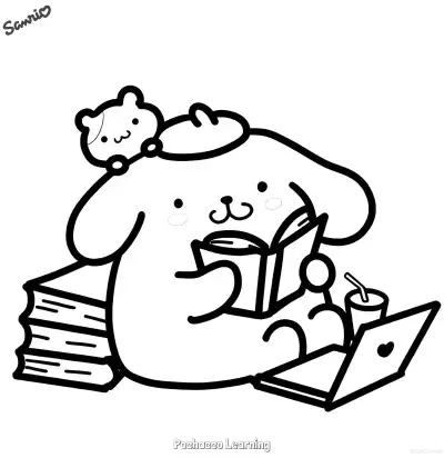 Free printable Pochacco Learning  Coloring Page - Free Printable Sanrio PDFS Coloring Sheets coloring page