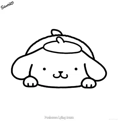 Free printable Pochacco Lying Down  Coloring Page - Free Printable Sanrio PDFS Coloring Sheets coloring page