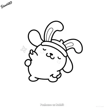 Free printable Pochacco as Rabbit  Coloring Page - Free Printable Sanrio PDFS Coloring Sheets coloring page
