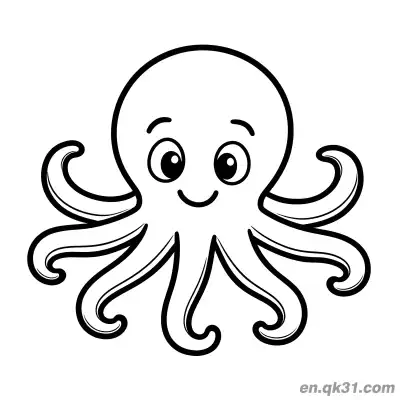 Free printable Cute Octopus Coloring Page with Big Round Eyes – Coloring Book Style coloring page