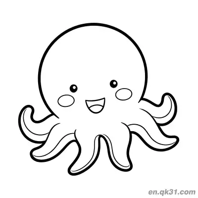 Free printable Cute Octopus Coloring Page with Blush and Open Mouth Smile coloring page