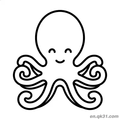 Free printable Cute Octopus Coloring Page with Curly Tentacles and Smiling Face coloring page