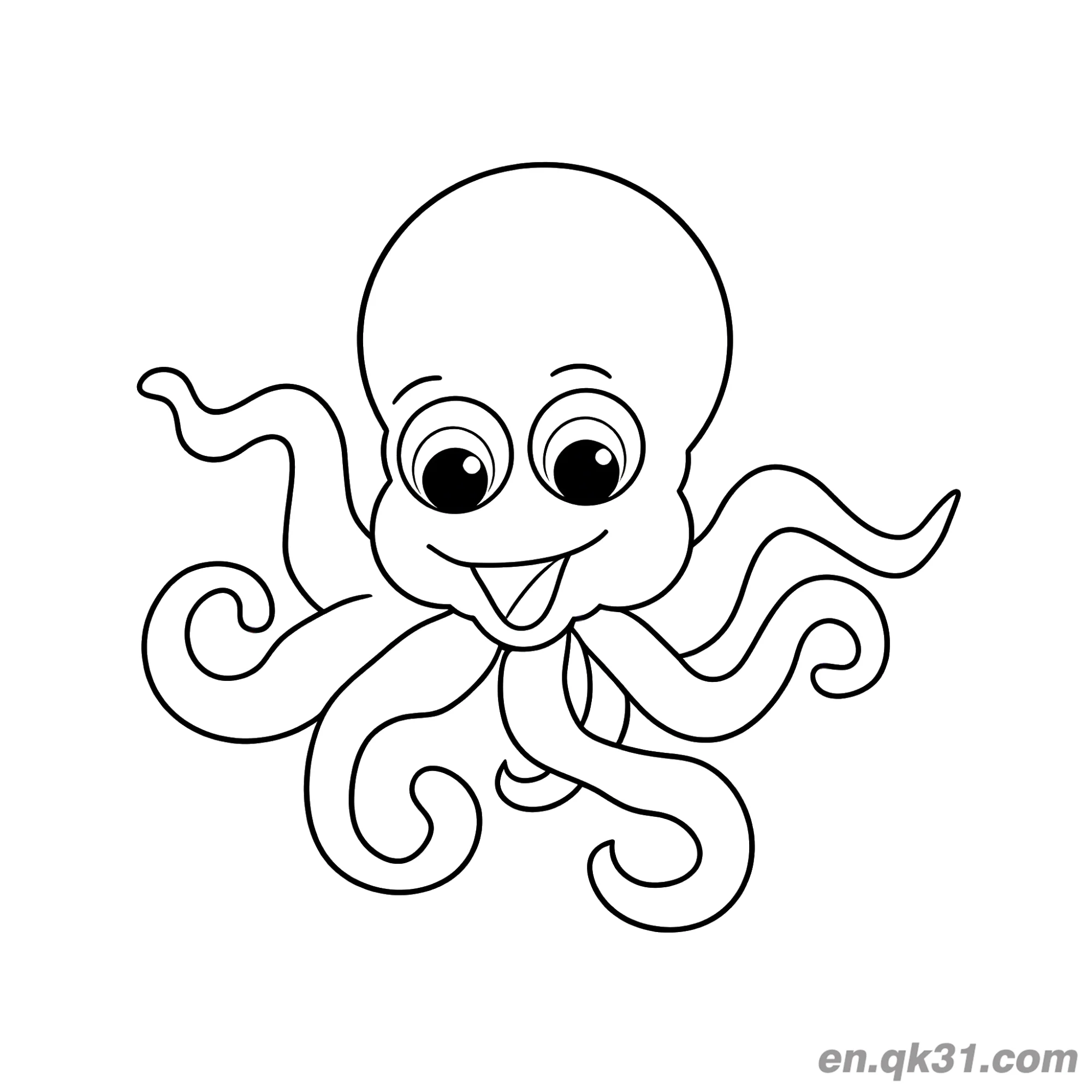 Octopus Coloring Sheet with Big Eyes and Tongue Out – Fun for Kids – Free Printable Coloring Page for Kids and Adults