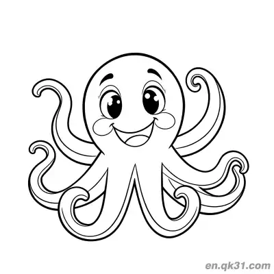 Free printable Octopus Coloring Sheet with Blush, Big Eyes, and Curly Tentacles coloring page