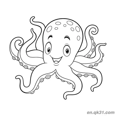 Free printable Octopus Coloring Page for Adults with Spots and Visible Suction Cups coloring page