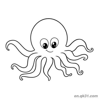 Free printable Octopus Coloring Picture with Wavy Tentacles and Round Eyes – Cute Style coloring page