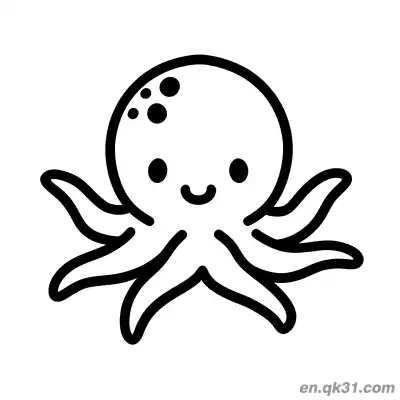 Free printable Chibi Octopus Coloring Picture for Preschool with Dots – Cute and Easy coloring page
