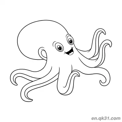 Free printable Printable Octopus Picture with Side View and Smiling Expression – Coloring Page coloring page