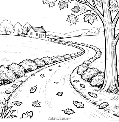 Free printable Autumn Scenery 10 Coloring Page - Free Printable fall PDFS Coloring Sheets coloring page