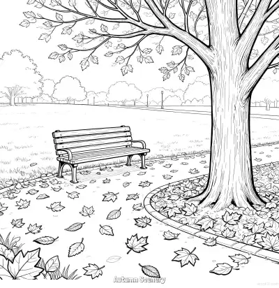 Free printable Autumn Scenery 11 Coloring Page - Free Printable fall PDFS Coloring Sheets coloring page