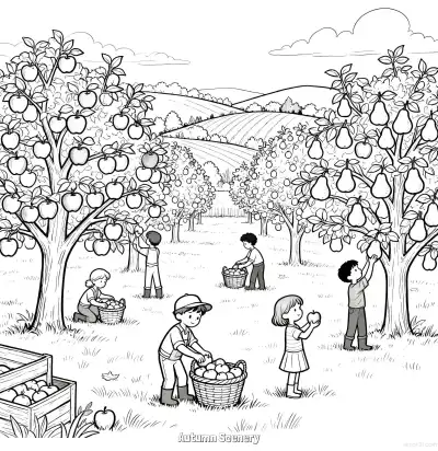 Free printable Autumn Scenery 13 Coloring Page - Free Printable fall PDFS Coloring Sheets coloring page