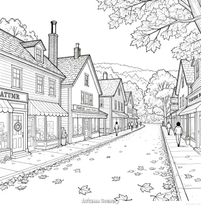 Free printable Autumn Scenery 14 Coloring Page - Free Printable fall PDFS Coloring Sheets coloring page