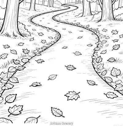 Free printable Autumn Scenery 17 Coloring Page - Free Printable fall PDFS Coloring Sheets coloring page