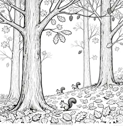 Free printable Autumn Scenery 2 Coloring Page - Free Printable fall PDFS Coloring Sheets coloring page