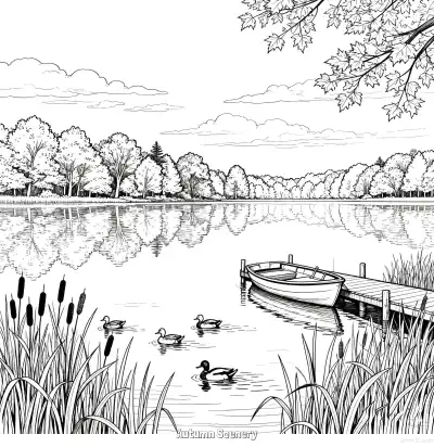 Free printable Autumn Scenery 3 Coloring Page - Free Printable fall PDFS Coloring Sheets coloring page