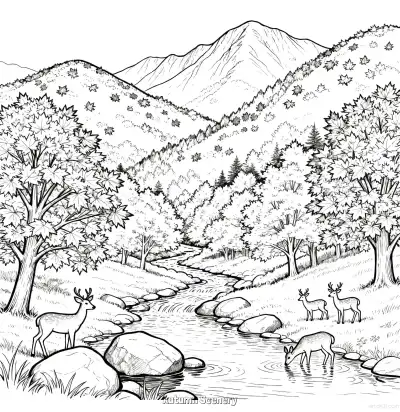 Free printable Autumn Scenery 4 Coloring Page - Free Printable fall PDFS Coloring Sheets coloring page